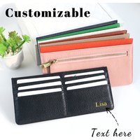 Customized name genuine leather multi-slot card case wallet, high-end feel, ultra-thin genuine leather leather zipper wallet
