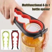 Multi-functional 4-in-1 Can Opener Anti Slip Cap Twister Beverage Bottle Opener Portable Can Opener Home Essential Kitchen Tools