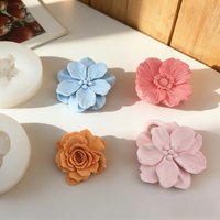 Rose Flower Shape Aromatherapy Gypsum Handicrafts Silicone Mold DIY Poppy Rose Pendant Candle Plaster Home Decoration Molds
