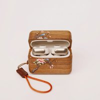 For Bose Ultra Open Earbuds, Walnut Wood Split Protective Case, Free Lanyard Included, Creative Printed Design