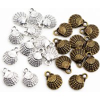 20pcs Charms double sided shell 13x10mm Antique Making pendant fit,Vintage Bronze Tibetan Silver Plated ,DIY bracelet necklace