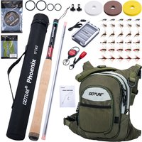 Goture 12ft 3.6m Tenkara Rod with Spare Tip Section&Storage Bag, Complete Beginner Tenkara Fishing Kit for Travel Hiking Camping