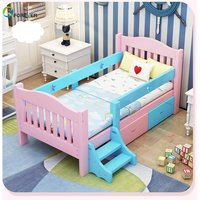 Princess Lit Enfant Wholesale Wooden Bed Frame Single Children Safety Widening Stitching Big Bed Guardrail Baby Bed