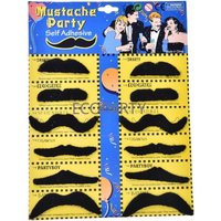 12PCS Set Men Black Fake Moustache Mustaches Funny Beard Party Halloween Costume Hot Selling
