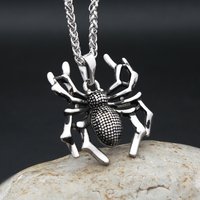 Punk Vintage Stainless Steel Fashion Spider Pendant Necklaces For Men Women Hip Hop Biker Jewelry Halloween Gifts Dropshipping