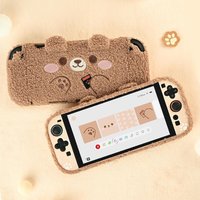 Plush Bear Plush Case Compatible with Switch 2 (2025), GeekShare NS2 Protective Cover for NS2 Console and Grip Joy Controller