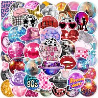 50Pcs Cool Fancy Disco Ball Stickers Decals DIY Decoration PVC Waterproof Skateboard Phone Fridge Helmet Car Graffiti