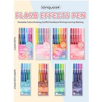 Languo Hand Account Pen 4-48 Color Large Capacity Flash Special Effects High Beauty Painting Neutral Pen Student Can Stack Color