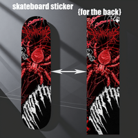 1 9 × 33 inch "Trendy Cool Fun Red and Black Giant Spider" Themed Printed Skateboard Back Sticker - Self-Adhesive PVC Decorative