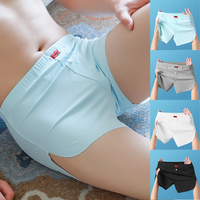 Mens Seamless Boxer Ice Silk Elastic Quick Dry Cool Feel Aro Pants Youth Beach Shorts Male Loose Home Sleep Pajama Sports Trunks