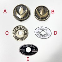Ranger Morpher Coins (Weathered Dino/Dragon) & Vintage Drum Badges (Ludwig 30s/Slingerland 70s/Gretsch)