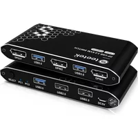 DP KVM Switch, 2 Ports, 4K@60Hz Resolution, Enabling Two Computers to Share One or Dual Monitors, HDCP 2.2 & USB Cables Provided