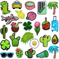 1pcs Original Shoe Charms Clog Pin Sandal Accessories Cactus Lucky Clover Sunglasses Jet Plane Travel Shoes Buckle Decorations
