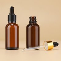 30 ml Tropfflasche aus bernsteinfarbenem Glas, lichtdichte leere Flasche kann mit ätherischen Ölen, Kosmetika und Flüssigkeitsbehältern nachfüllt werden.
