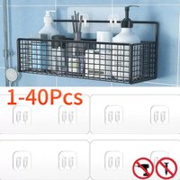 1-40PCS Hook Self Adhesive Transparent Strong Hooks Wall Hanging Holder Kitchen Bathroom Organizer Shelf Hooks Multi-Purpose