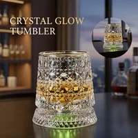 Luminous Rotating Whiskey Glass Decompression Wine Tumbler LED Lighted Bar Glasses for Whiskey Red Wine Water