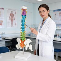 Wielokolorowy didaktyczny model kręgosłupa, pionowy model ludzkiego szkieletu kręgów z kością miedniczną i odłączanymi głowicami kości udowej, anatomiczny model demonstracyjny z PVC do nauki dla