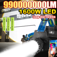 1600W Super Bright LED Headlight Hight Power Head Torch USB Rechargeable Headlamp IPX6 Waterproof Head Lantern For Outdoor image 4
