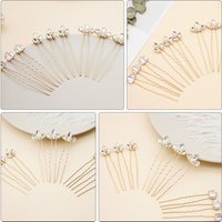 9 pcs Bridal Hairpins Rose Gold Wedding Hair Accessories For Women Girls Alloy Headwear Party Banquet Glittering Hair Jewelry