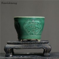 Chinese Style Home Purple Sand Flower Pots Bonsai Pot Desktop Potted Handmade Glazed Ceramic Flowerpot Succulent Flowerpot LC326