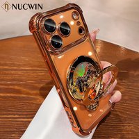 Transparent Magnetic Horse Bracket Case for iPhone 17 16 15 14 13 12 11 Pro Max Air Plus Four-corner Drop Protection Soft Cover