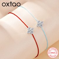 OXTAO – Bracelet trèfle à quatre feuilles en argent Sterling 925, bleu/rouge, certifié D VVS1, Moissanite, bijoux féminins