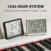 Ultra Thin Alarm Clock LCD Large Screen Digital Temperature Hygrometer Simple Alarm Clock Magnetic Design Desk Decoration Clo