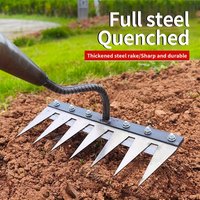 Heavy Duty 7 Teeth Steel Weeding Rake, Multifunctional Garden Hoe Tool for Soil Loosening Weeding Farm Yard No handle included