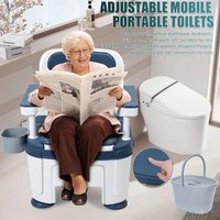 Mobile Toilet, Strong Load-bearing Height Adjustable Adult Potty Chair, Load 882lb Seniors Disabilities Elderly Mobile Toilet