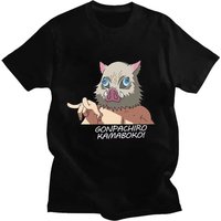2026 New Harajuku Anime Demon Slayer Hashibira Inosuke Graphic Print T-shirt Short Sleeve T-shirt Men's and Women's T-shirt Top