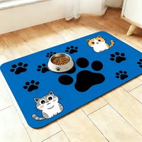 VIKAMA Cartoon Tiger-Striped Kitten Pet Meal Mat, Anti-Slip Cat Food Bowl Mat, Anti-Spill Household Pet Feeding Mat