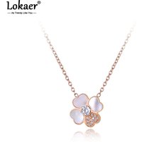 Lokaer Black/White Shell Heart Shape Flower Pendant Necklaces For Women Girls CZ Crystal Choker Wedding Necklace Jewelry N19088