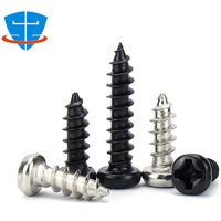 DIN7049 GB845 ISO7049 1000/100pcs vis à bois autotaraudeuses cruciformes à tête ronde en acier noir M1 M1.2 M1.4 M1.7 M2 M2.3 M2.6 M3 M3.5 M4 vis autotaraudeuses plaquées nickel pour ordinateur