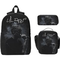 Lil Peep Cool Rapper Kids Backpack Lunch Box Pencil Boxes for Boys Girls Backpacks School bag Bookbag Set