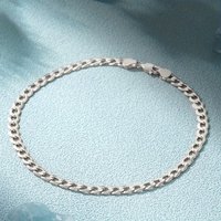 Stylish and simple S925 sterling silver bracelet, 4mm basic NK Cuban chain, suitable for women's daily wear
