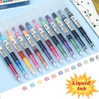 12 Colored Liquid Ink Rollerball Pen 0.5mm Quick Drying Take Notes Make Marks DIY Journal Colorful Drawing Gel Pen Stationery