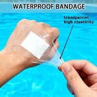 100 pieces of PU waterproof adhesive bandages, transparent bandages, and wound dressings, suitable for outdoor sports, swimming,