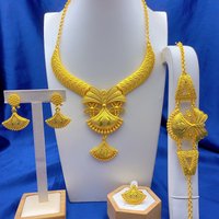 Luxury Ethiopian 24k Gold Color Necklace And Earrings Jewelry Sets For Women Dubai Indian Bridal Set Wedding Party Gifts