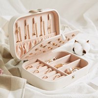 Boîte de rangement de bijoux Double couche, porte-bijoux de voyage Portable, organisateur de rangement, présentoir de bagues et de colliers pour bijoux