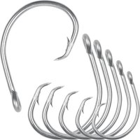 30Pcs Saltwater Tuna Fishing Hooks Stainless Steel Catfish Circle Hooks Big Game Fishing Hooks for Catfish Bass Tuna 5/0-10/0