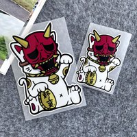 1PC Lucky Cat Oni Mask Waterproof Vinyl Stickers For Car Motorcycle Helmet Laptop Bike Decor Decal
