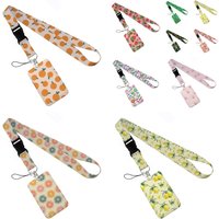 CX Fruit Lanyard Credit Card ID Holder Bag for Students And Women Travel Card Cover Badge Car Keychain Accessory