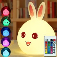 Veilleuse lapin mignon lumière colorée lampe à clap à commande vocale lampe Pat alimentation de nuit chambre de bébé et cadeau de noël pour enfant
