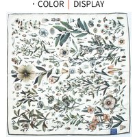 Women's 30% Silk 70% Wool Scarf 65cm Square Botanical Print Soft Lightweight Breathable Scarf for Office Travel Daily Wear