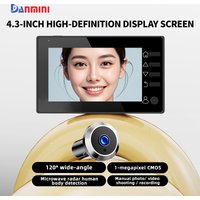 Danmini Visual Doorbell Peephole 4.3'' LCD HD Display Digital Door Viewer 1 Million Pixel 120° Camera Security Cat Eye Door Bell