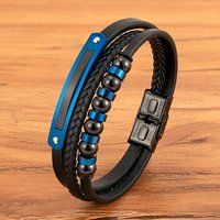 XQNI Charm Bracelet For Men Stainless Steel Magnetic Clasp Braid Rope Leather Bracelets & Bangles Male Accessories Jewelry