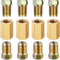 Brake Line Fittings,12Pieces Car Unions 3/16-24 Threads Assortment, For 1/4” Brake Line Tube Fittings