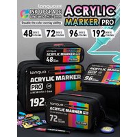Languo Acrylic Marker Pro 48/72/96/192 Colors, 1-5mm Brush Tip, Ink Upgrade Double Overlay, Waterproof Paint Pens for Art, DIY,