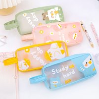1PC Waterproof PVC Pencil Case Cute Animal Print Pattern Portable Stationery Storage Bag Desktop Organizer School Supplies Gift
