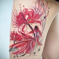Red Flower Fish Tatoo Sticker Lasting Fake Tattoo for Woman Arm Temporary Tattoo Koi Carps Art Faux Tattoos Waterproof Tatuajes